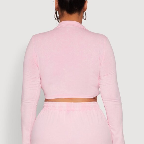 Ultra Comfy Plus Size 3X Loose Fit Sweatpants & Crop Top SET Pink White Stripe - Picture 4 of 8